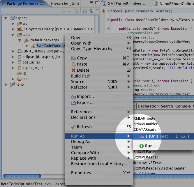 Run JUnit test cases by Eclipse